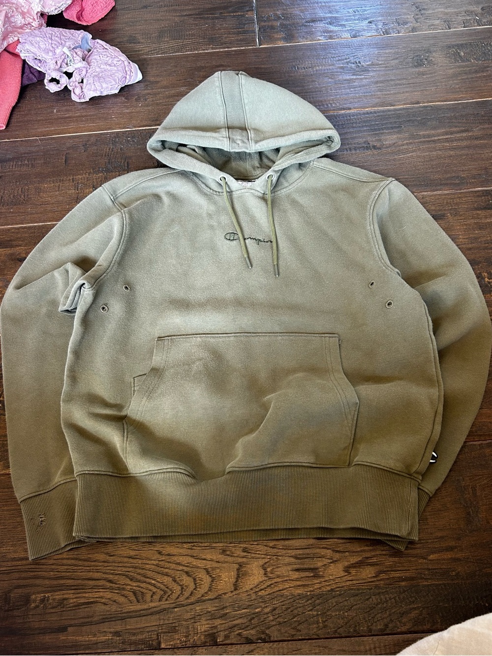 Champion Olive Green Hooded Pullover Sweatshirt